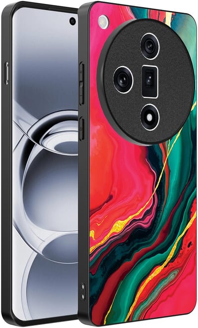 Smartphonica Telefoonhoesje Geschikt voor Oppo Find X7 met Rood Groen Marmer Opdruk - TPU Backcover Case Red Green Marble Design geschikt voor Oppo Find X7