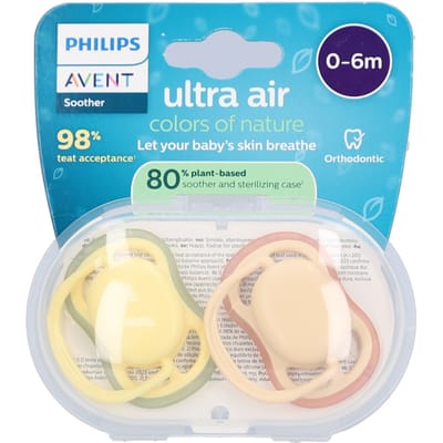 Philips Avent Ultra Air – Ademend en lichtgewicht fopspeen (0-6 mnd) – 2 stuks - SCF087/07