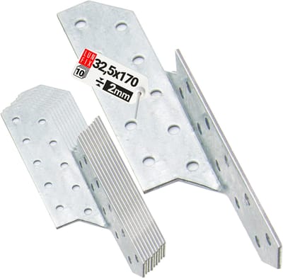 LUN FIX - Sparrenpfettenanker - Verzinkt - 32x170mm - 10 stuks - Schwerlast-Winkelverbinder