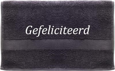 Handdoek - Gefeliciteerd - 100x50cm - Grijs