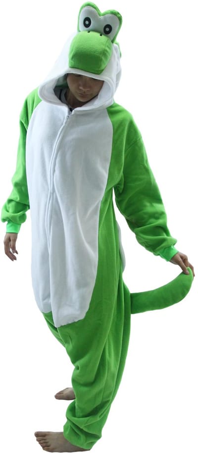 Groene Yoshi unisex pyjama van fleece voor volwassenen zachte dieren onesie voor dames en heren warme nachtkleding huispak cosplay kostuum Halloween loungewear