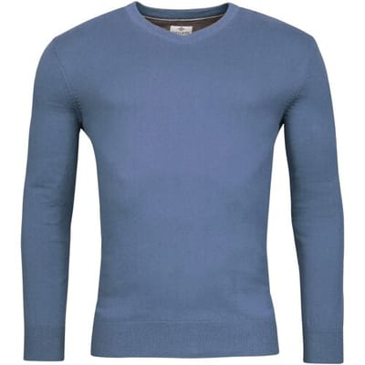 Baileys Trui V-Neck Cotton Cashmere Single Knit Denim Blue / male