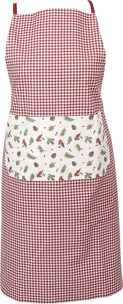 Clayre & Eef Keukenschort 70x85 cm Rood Wit Katoen Vogel BBQ Schort