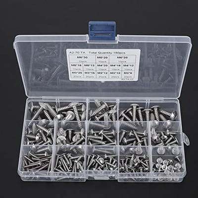 Dailygoods - 180-delige zelftappende schroevenkit - Roestvrijstaal - Hoogwaardige hardheid - Assortiment voor meerdere doeleinden - M3 M4 M5 M6 - Voor...