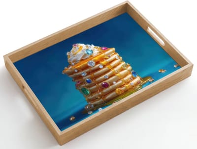 Dienblad hout 50x35 cm - Schootdienblad - Pannenkoeken - Steentjes - Glitter - Slagroom - Borrelplank rechthoek - Plateau dienbladen