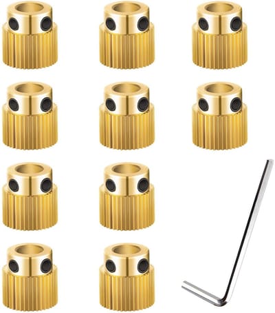 Dailygoods- Aandrijfwiel 40 Tanden - Extruder Drive Gear - Messing - 1,75/3,00 mm Filament - Binnendiameter 5 mm - Buitendiameter 11 mm