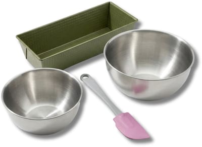 Bakkersset met cakevorm 30 cm, 2 mengkommen en spatel Zenker