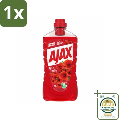 1 x Ajax Allesreiniger Fete de Fleur Rode bloemen 1 liter- Allesreiniger - Reinigingsmiddel - Bloemgeur - Natuurlijke Reiniging - Frisheid