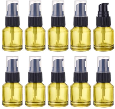 Dailygoods- Lotionfles 15 ml - Lege Pompfles - Glazen Pompflessen - Hervulbaar - Crèmekleurig - Ideaal voor Lotion en Etherische Olie