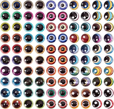 100 Stuks 50 Stijlen Glazen Cabochon Ogen Draak Ogen Assortiment Kleuren 12mm voor Creatief Beeldhouwen en Sieraden Maken