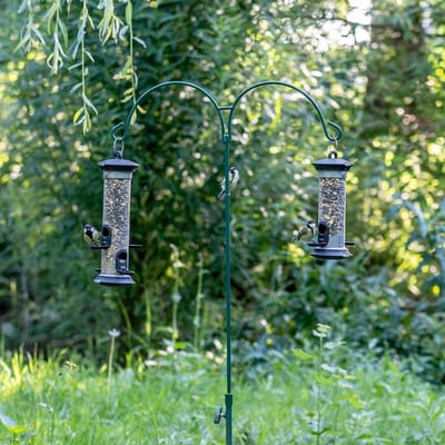 CJ Wildlife Vogelvoederstation Paal - 1 Haak voor o.a. Voedersilo, Vetbolhouder of Pindasilo - Aanpasbaar in Hoogte tussen 125-140cm - Groen