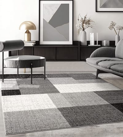the carpet Pearl – modern vloerkleed voor woonkamer & slaapkamer met blokpatroon, grijs, 80 x 140 cm