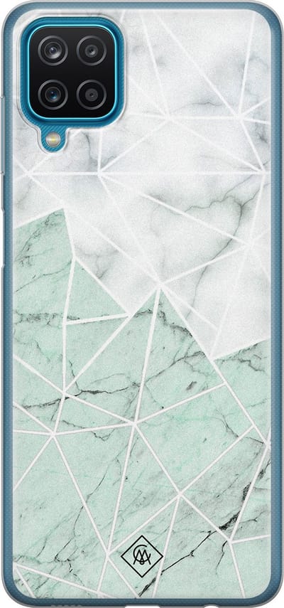 Casimoda® hoesje - Geschikt voor Samsung A12 - Marmer Mint Mix - Backcover - Siliconen/TPU - Mint