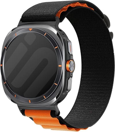 Strap-it Alpine nylon bandje - geschikt voor de Samsung Galaxy Watch Ultra 2 (2026) / Ultra (2024/2025) - zwart/oranje