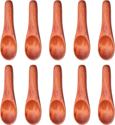 Set van 10 Houten Lepels, Natuurlijke Honinglepel, Ideaal voor Suiker, Specerijen, Jam en Koffie, Duurzaam en Milieuvriendelijk, 6 × 1.8 cm