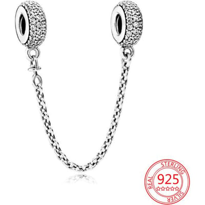 Authentiek 925 Sterling Zilver Pavé Geïnspireerd Door Mackey's Hart Persoonlijke Melkweg Veiligheidsketting Charm Past op Merk Armband zilver