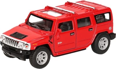 Welly Modelauto Hummer H2 SUV - speelgoed wagen - rood - 12,5 cm - metaal