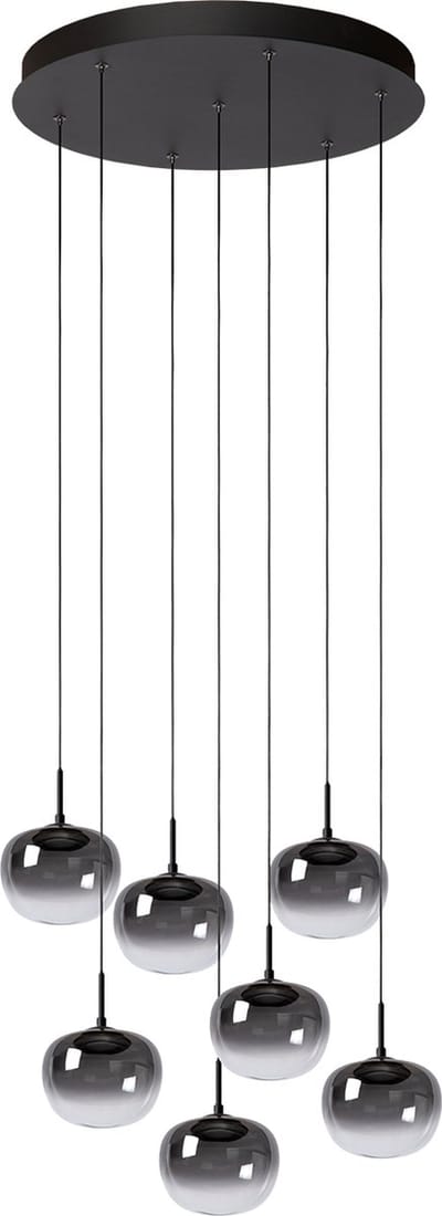 Atmooz - Tapco - Hanglamp met 7 gloeilampen - Zwart - Metaal - 45 x 190 cm - Hal - Slaapkamer - Eetkamer - Woonkamer