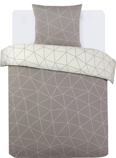 VISION Hugo - Tweezijdig omkeerbaar Dekbedovertrekset - 100% katoen: zacht en soepel - Eenpersoons - Dekbedovertrek 140 x 200 cm met 1 bijhorende sloop - Beige - Oekotex gecertificeerd