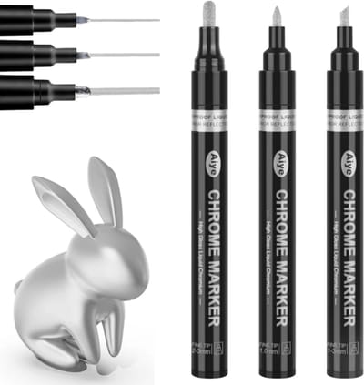 3-delige set - Vloeibare spiegelende chroommarker - Zilveren waterdichte reflecterende glanzende chroommarker - Reflecterende metallic verfmarker - Waterdicht - Zonbestendig - Voor tekenen of doe-het-zelf kunstprojecten - Punt van 1/2/3 mm - Zilver