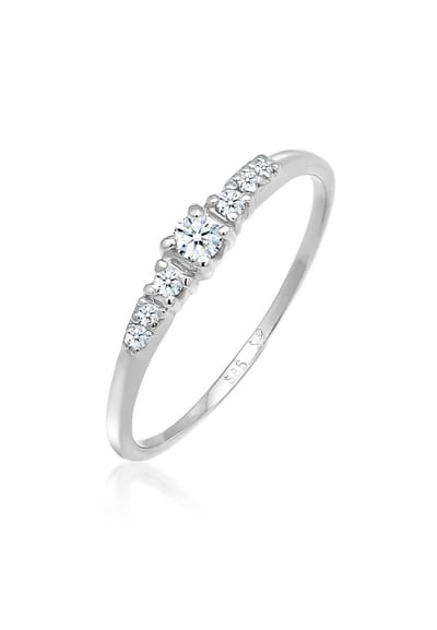 Elli PREMIUM - Ring - Dames Verloving Elegant met Diamanten (0.11 ct.) in 585 Wit Goud - Dames