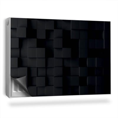 Wallfluent Magnetische Radiatorfolie - Magnetische Radiatorfolie Bescherming - 90x60 cm - Geometrische Achtergrond Moderne 3D-Kubussen - Radiatorbekleding Max Temperatuur 60 Graden - Zwart Geometrisch Radiatorbeschermer Magnetisch