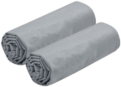Stof Textiles Hoeslaken Eden - 2x - 2-persoons - 180 x 200 cm - lichtgrijs - hotelkwaliteit - ademend katoen - 30 cm matrasdikte