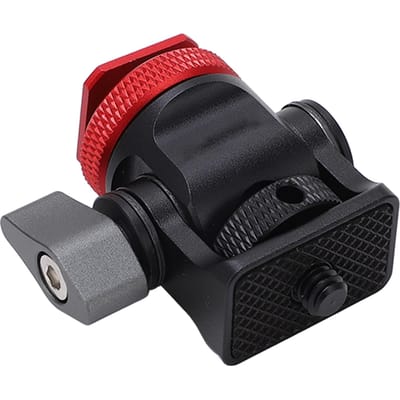 Support Moniteur de Terrain avec Griffe Flash Rotatif 360 degrés Bouton Vis 1/4 pouce Support Moniteur Caméra Universel Rouge rouge