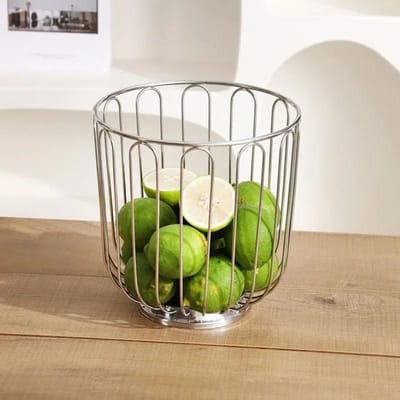 Roestvrij Staal Fruitmand Schaal Citrus Huis Opslag Decoratie Ronde Vorm white