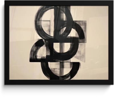 Poster in lijst - Fotolijst 40x30 cm - Posters - Cirkels - Lijnen - Vormen - Zwart - Posterlijst zwart - Decoratie - Wanddecoratie woonkamer - Muurdecoratie slaapkamer
