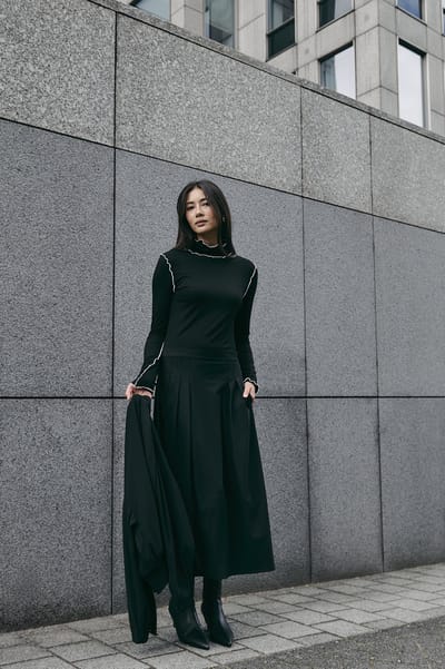 Heide skirt technical jersey | Black - Black / S