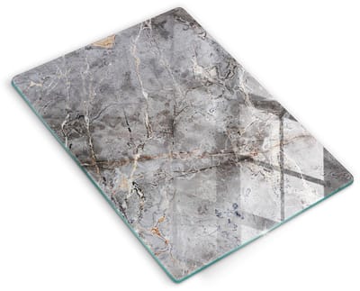 Wallfluent Spatscherm Keuken - Grijs Spatwand Keuken - 40x52 cm - Steentextuur Spatscherm Glas - Natuurlijke patronen Rechthoekig Spatscherm Keuken