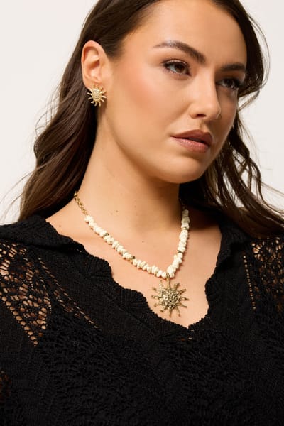 Yours Goudkleurige Opvallende Zonnenketting En Oorbellen Setsize One Size