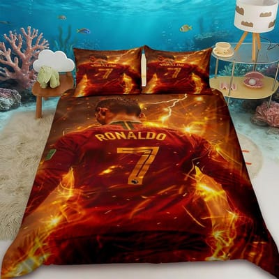 Dekbedovertrek Cr7 Voetbalster R-Ronaldo Print Beddengoed Set Dekbedovertrek Dekbed Bed Jeugd Kinderen Meisjes Jongens Cadeaus EU Double200x200cm