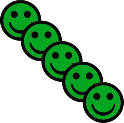 5 Groene Smiley Magneten - 2,5 cm - Whiteboard Magneten