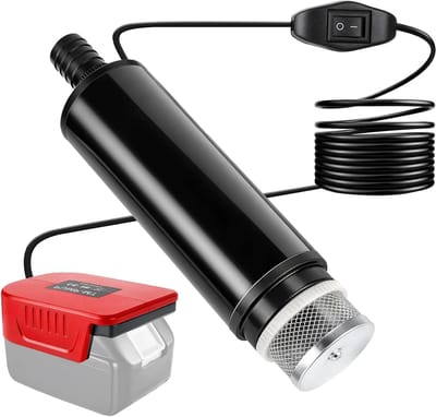 Dompelwaterpomp - Mini waterpomp - Water verplaatsen - Milwaukee 18V compatibel - 30 l/min - Zwart