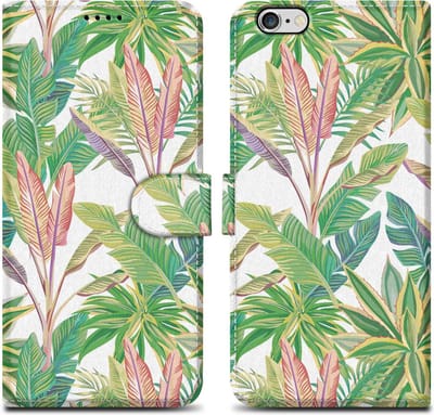 Cadorabo Hoesje geschikt voor Apple iPhone 6 / 6S - Design Groen Regenwoud No. 8 - Beschermhoes Case Cover met magnetische sluiting, standaardfunctie en kaartvakje