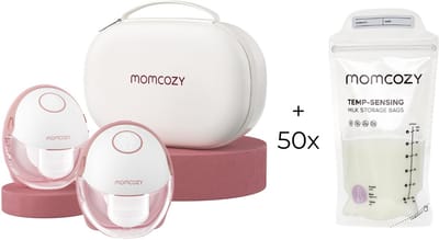 Momcozy M6 Handsfree Borstkolf - 2 stuks - Aanpasbare maat borstschild - Met 50 bewaarzakjes voor moedermelk - Elektrisch
