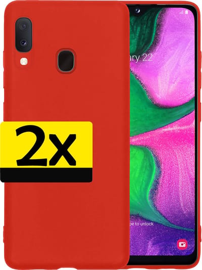 Hoesje - 2 Stuks - Geschikt voor Samsung Galaxy A20e - Sterk & Shockproof - Case Siliconen - Back Cover - Telefoon Hoes - Telefoonhoesjes - Rood