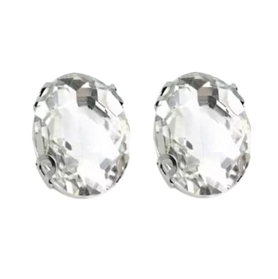 Magneet oorbellen ovaal zilverkleur 10 mm