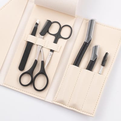 Professionele wenkbrauwverzorgingsset met opbergtas, pincet en schaar voor perfect plukken en epileren