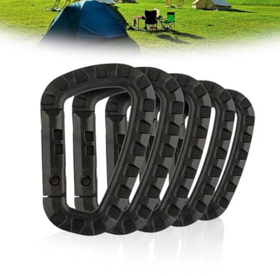 MTTproducts- Karabijnhaak Set van 5 Stuks - Grote D-Veer - Kunststof - Outdoor - Antislip - Lichtgewicht - Haak
