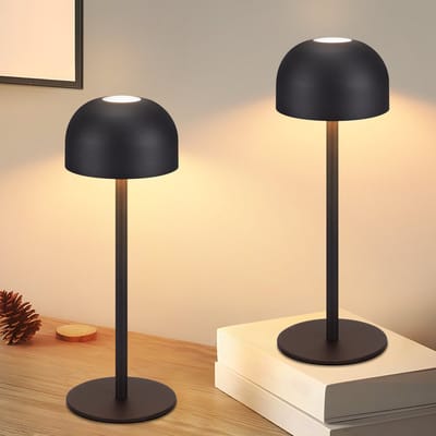 NETTLIFE Tafellamp LED 2 Stuks - zwart - Touch Dimbaar - In hoogte verstelbaar 25 cm - IP44 - Geschikt voor Buiten & Binnen - Draadloos Nachtlamp - USB Oplaadbaar - 3 Kleurtemperaturen - voor binnen en buiten - Eetkamer Slaapkamer woonkamer Hotel
