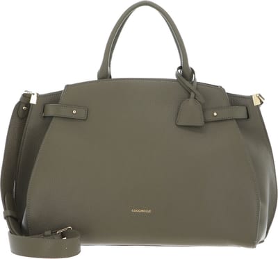 COCCINELLE Leren handtas schoudertas Kliche Handbag Grained Leather Laurel Green olijfgroen