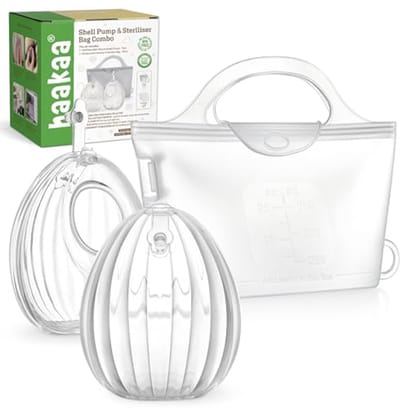 Handsfree Siliconen Borstkolf met Sterilisatorzak - 2-in-1 Moedermelkvanger voor Zogende Moeders - 75ml Pompen en 1 Sterilisatorzak (2-pack)