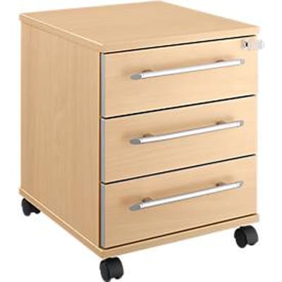 Schäfer Shop  Select Verrijdbaar ladeblok Moxxo IQ 333, 3 schuifladen, B 410 x D 495 x H 510 mm, afsluitbaar, esdoornpatroon
