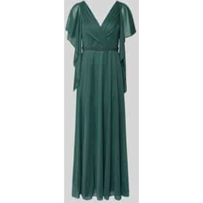 maxi-jurk met V-hals en met siersteentjes