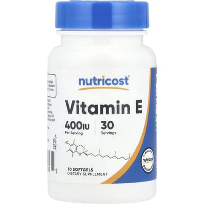 Nutricost, Vitamine E, 400 UI, 30 capsules molles