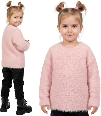 Roze trui voor meisjes, warme kindertrui voor de winter