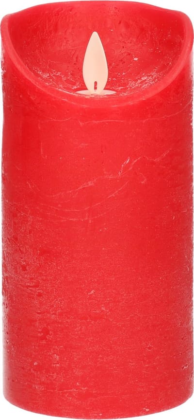 Anna's Collection Led kaars/stompkaars - rood - H15 x D7,5 cm - wax - bewegende vlam
